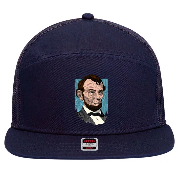 Abraham Lincoln Portrait 7 Panel Mesh Trucker Snapback Hat