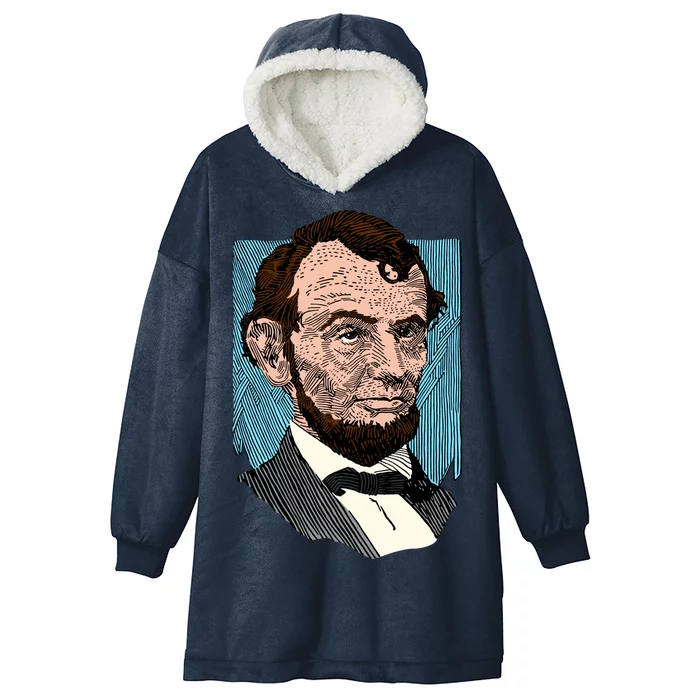 Abraham Lincoln Portrait Hooded Wearable Blanket