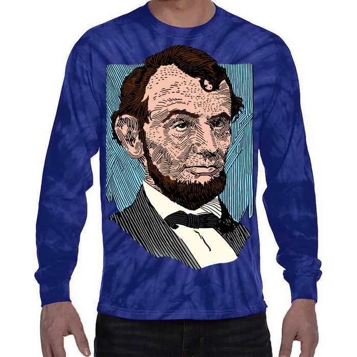 Abraham Lincoln Portrait Tie-Dye Long Sleeve Shirt