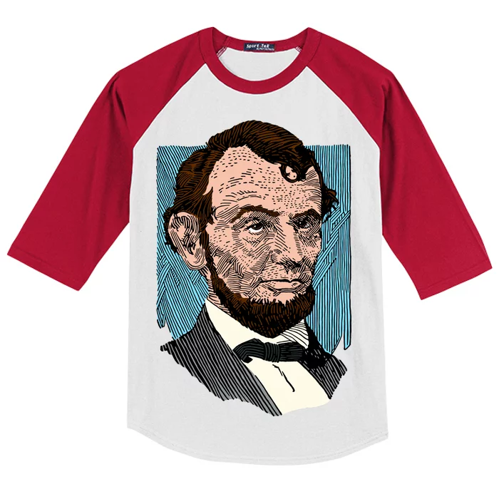 Abraham Lincoln Portrait Kids Colorblock Raglan Jersey