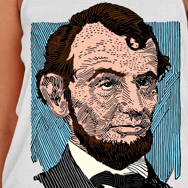 Abraham Lincoln Portrait Women's Knotted Racerback Tank