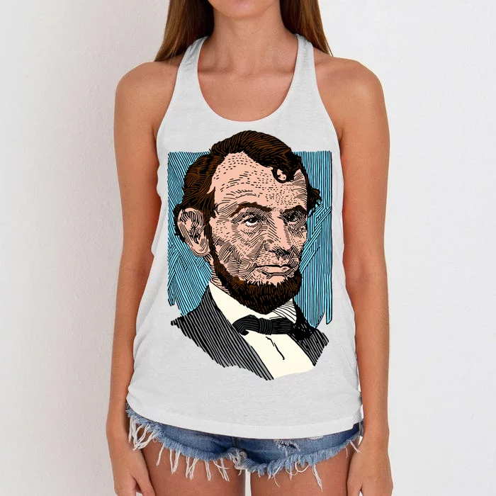 Abraham Lincoln Portrait Women's Knotted Racerback Tank