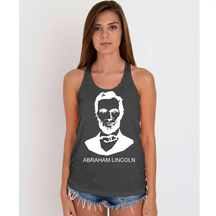 Abraham Lincoln Portrait President Women's Knotted Racerback Tank