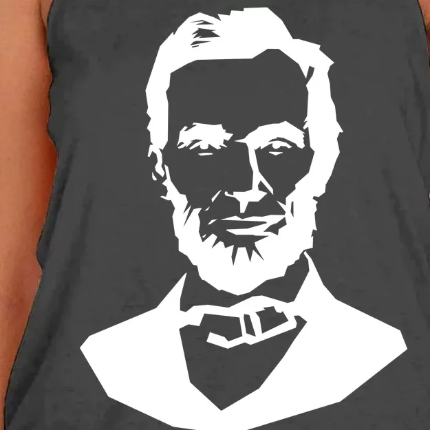 Abraham Lincoln Portrait President Women's Knotted Racerback Tank