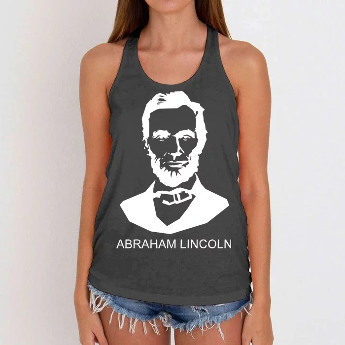 Abraham Lincoln Portrait President Women's Knotted Racerback Tank