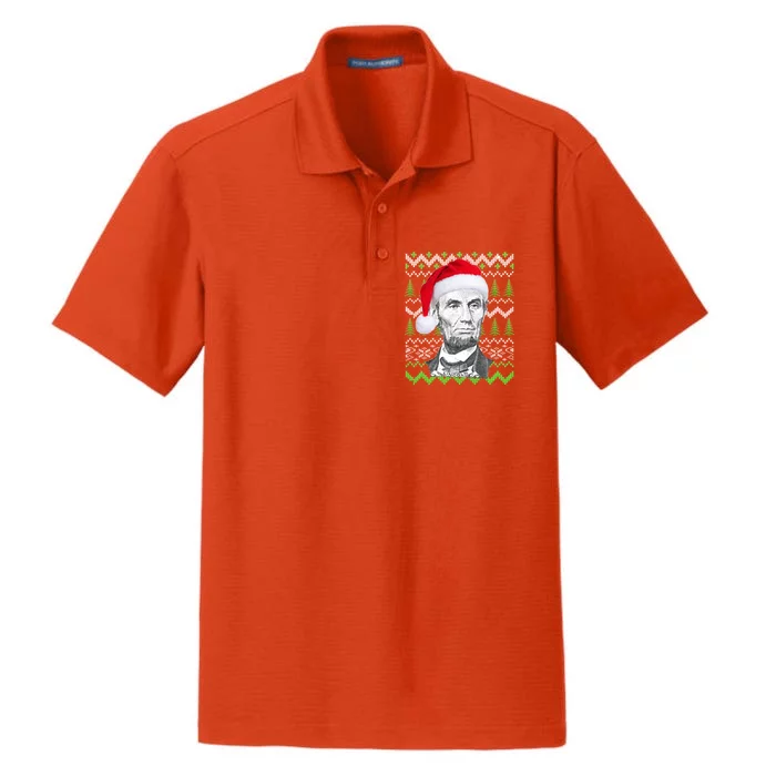 Abraham Lincoln Ugly Christmas Sweater Dry Zone Grid Performance Polo