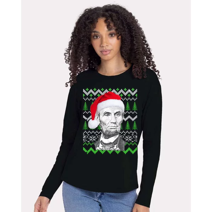 Abraham Lincoln Ugly Christmas Sweater Womens Cotton Relaxed Long Sleeve T-Shirt