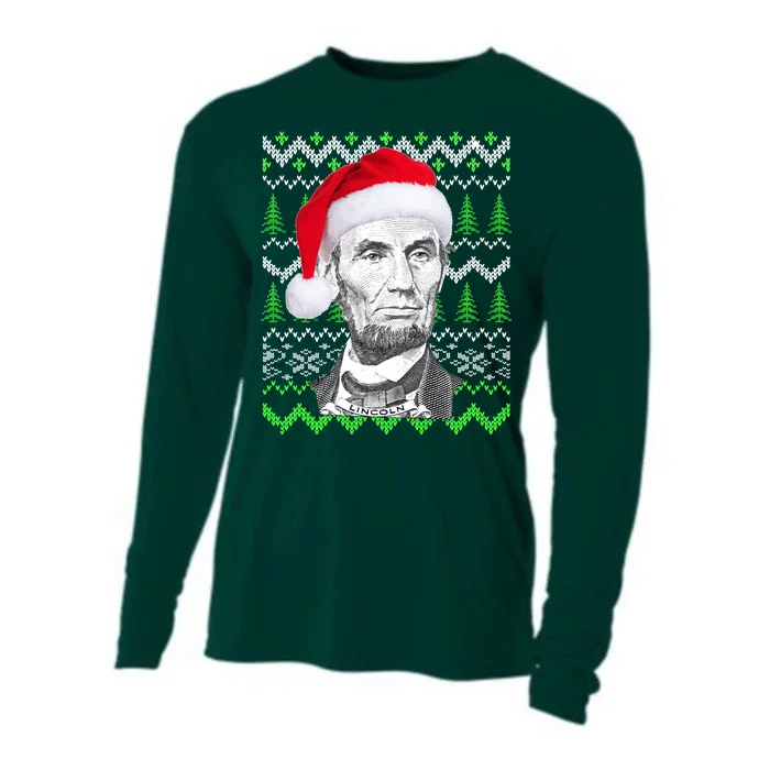 Abraham Lincoln Ugly Christmas Sweater Cooling Performance Long Sleeve Crew