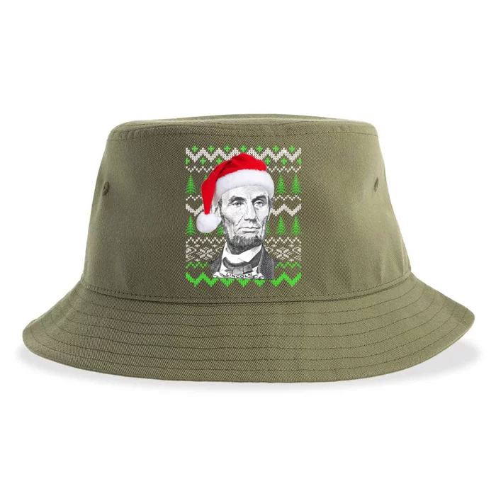 Abraham Lincoln Ugly Christmas Sweater Sustainable Bucket Hat