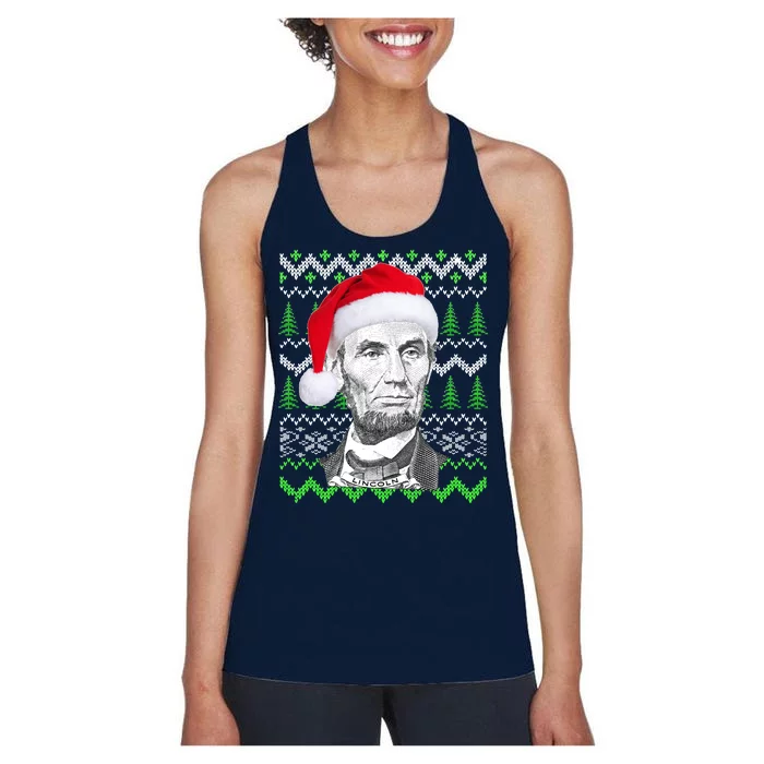 Abraham Lincoln Ugly Christmas Sweater Women's Racerback Tank