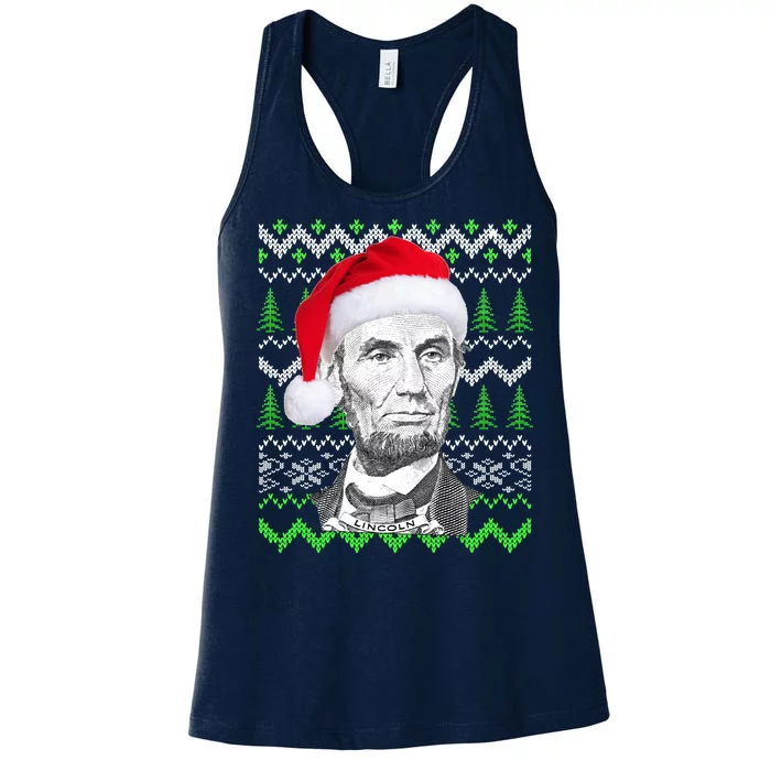 Abraham Lincoln Ugly Christmas Sweater Women's Racerback Tank