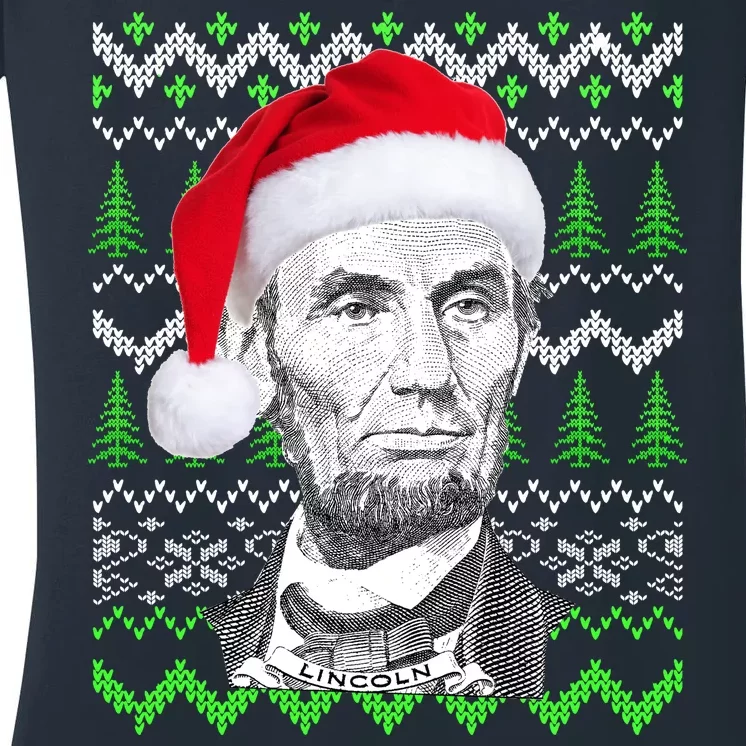 Abraham Lincoln Ugly Christmas Sweater Women's V-Neck T-Shirt