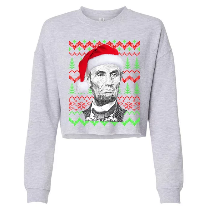 Abraham Lincoln Ugly Christmas Sweater Cropped Pullover Crew