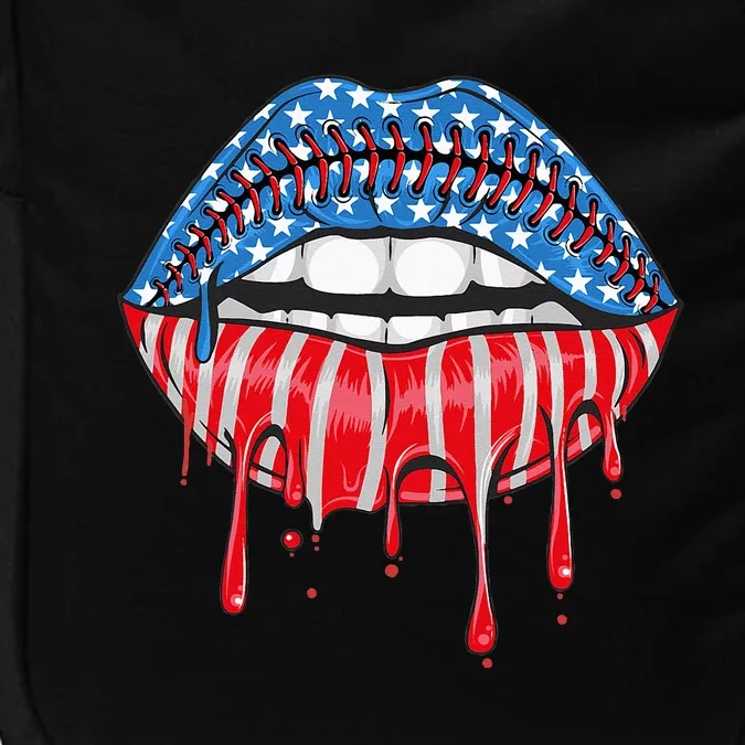 American Baseball stitches Flag Lips 4th Of July Patriotic Impact Tech Backpack