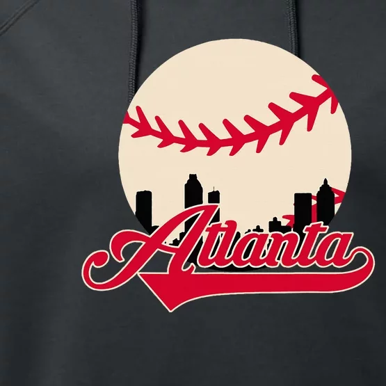 Atlanta Baseball Skyline Georgia Atlanta Performance Fleece Hoodie