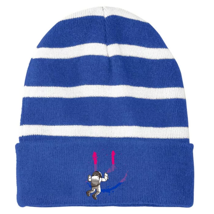 Astronaut Bisexual Space Paint Bi Pride Bisexual Flag Gift Striped Beanie with Solid Band