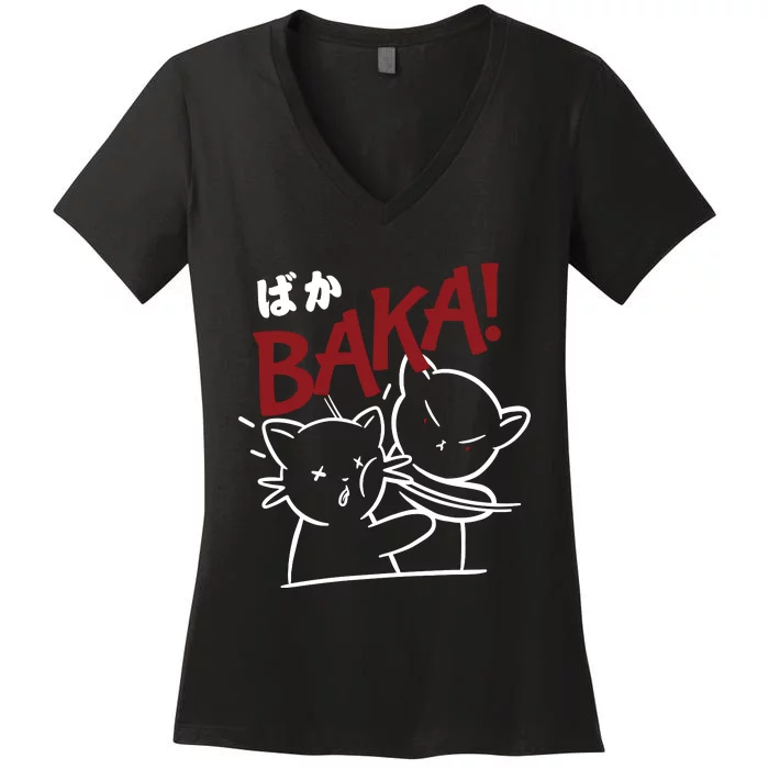 Anime Baka Slap Japan Anime Lover Gift Women's V-Neck T-Shirt