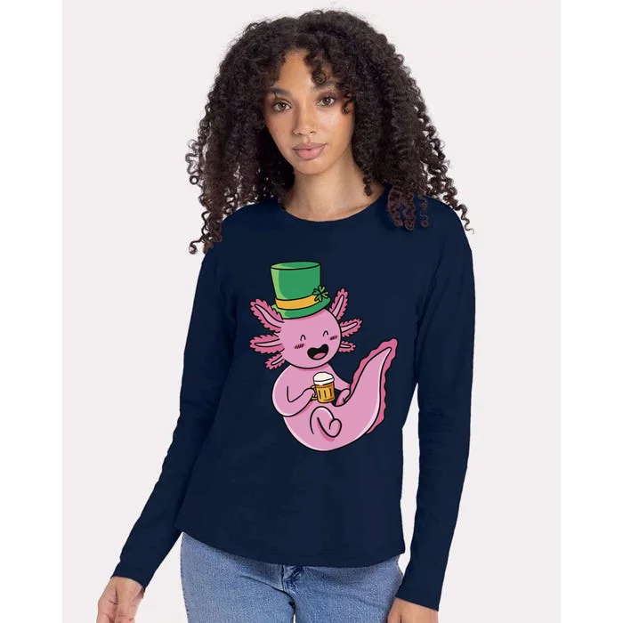 Axolotl Beer St Patrick's Day Womens Cotton Relaxed Long Sleeve T-Shirt