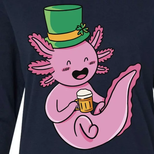 Axolotl Beer St Patrick's Day Womens Cotton Relaxed Long Sleeve T-Shirt