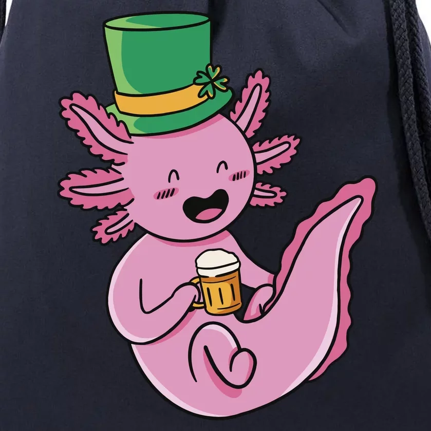 Axolotl Beer St Patrick's Day Drawstring Bag