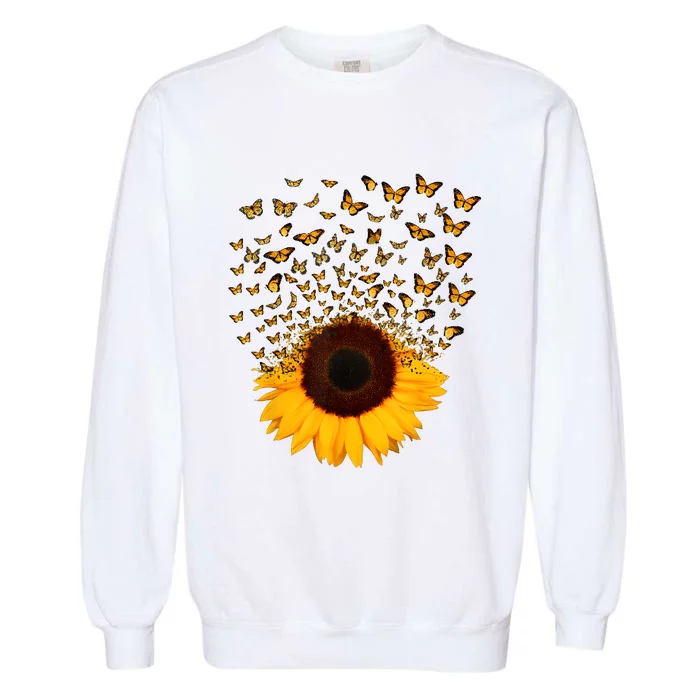 Adorable Butterfly Sunflower Garment-Dyed Sweatshirt