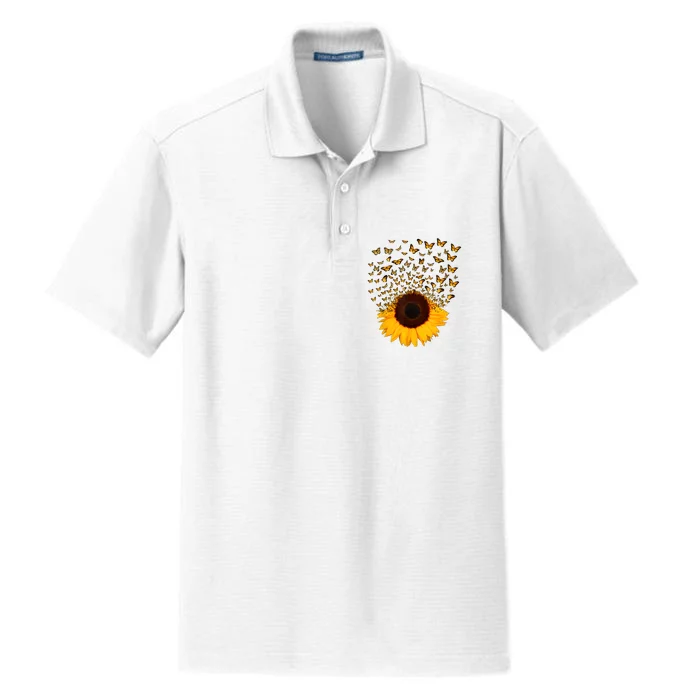 Adorable Butterfly Sunflower Dry Zone Grid Performance Polo