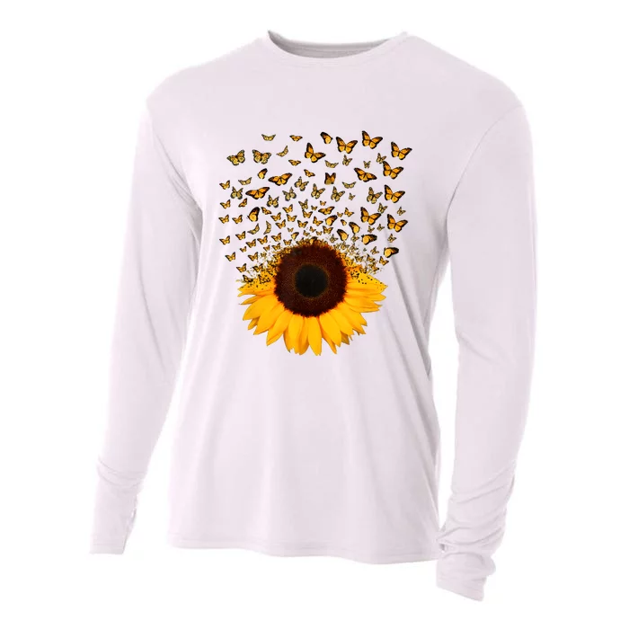 Adorable Butterfly Sunflower Cooling Performance Long Sleeve Crew