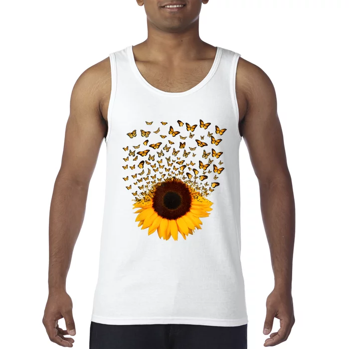 Adorable Butterfly Sunflower Tank Top