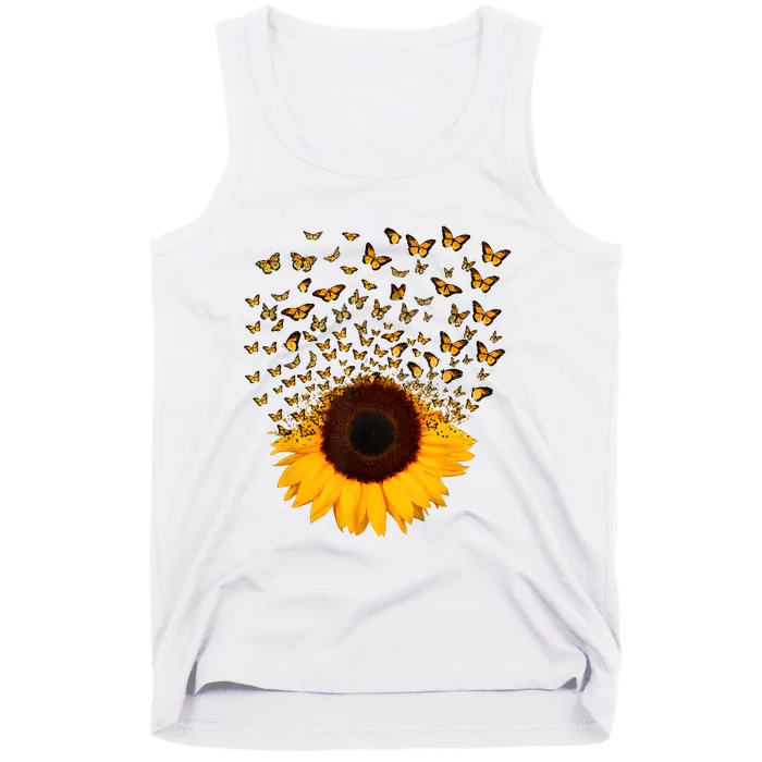 Adorable Butterfly Sunflower Tank Top