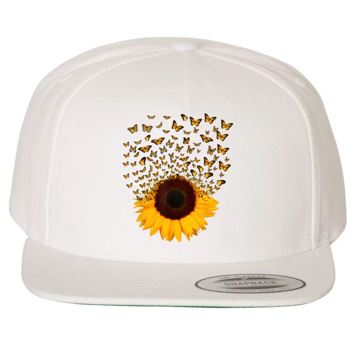 Adorable Butterfly Sunflower Wool Snapback Cap