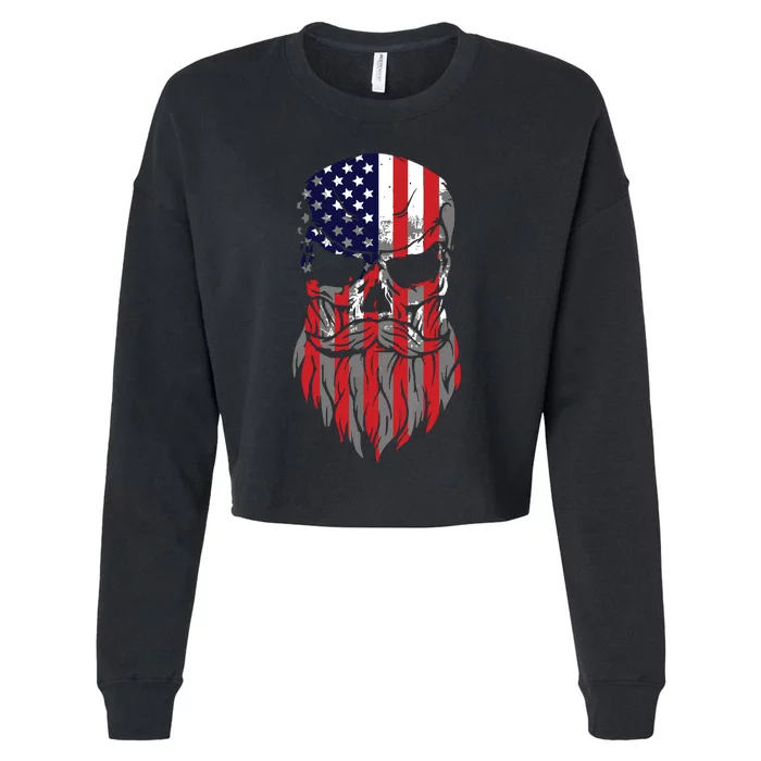 American Beard Skull Cropped Pullover Crew