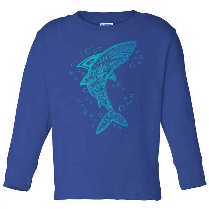 AQUA BOHO SHARK Toddler Long Sleeve Shirt