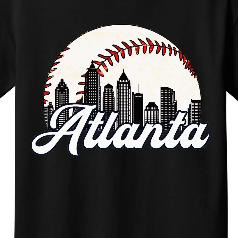 Atlanta Baseball Skyline Atlanta Cityscape Kids T-Shirt