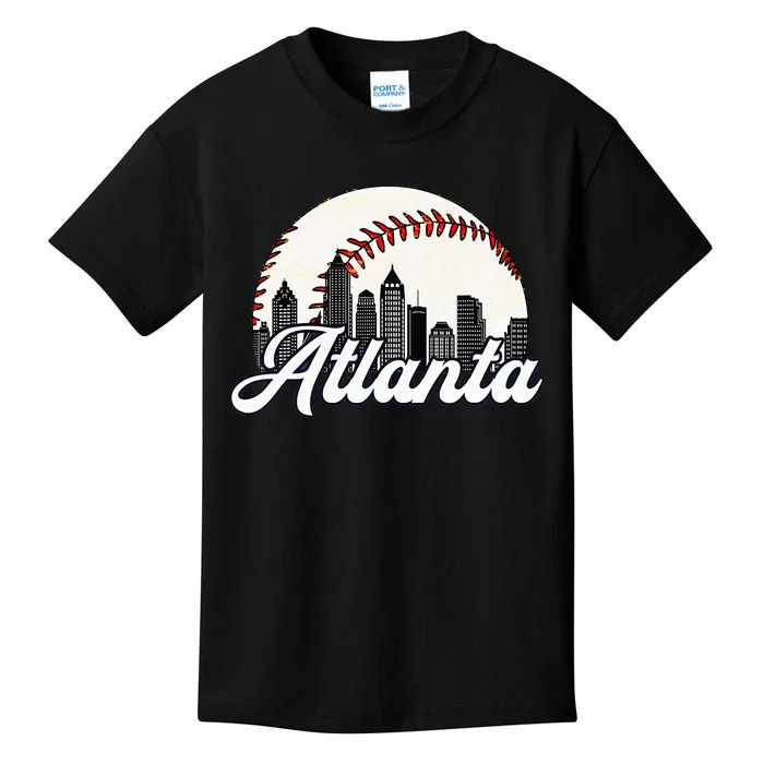 Atlanta Baseball Skyline Atlanta Cityscape Kids T-Shirt