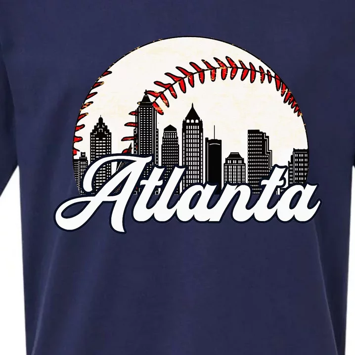 Atlanta Baseball Skyline Atlanta Cityscape Sueded Cloud Jersey T-Shirt