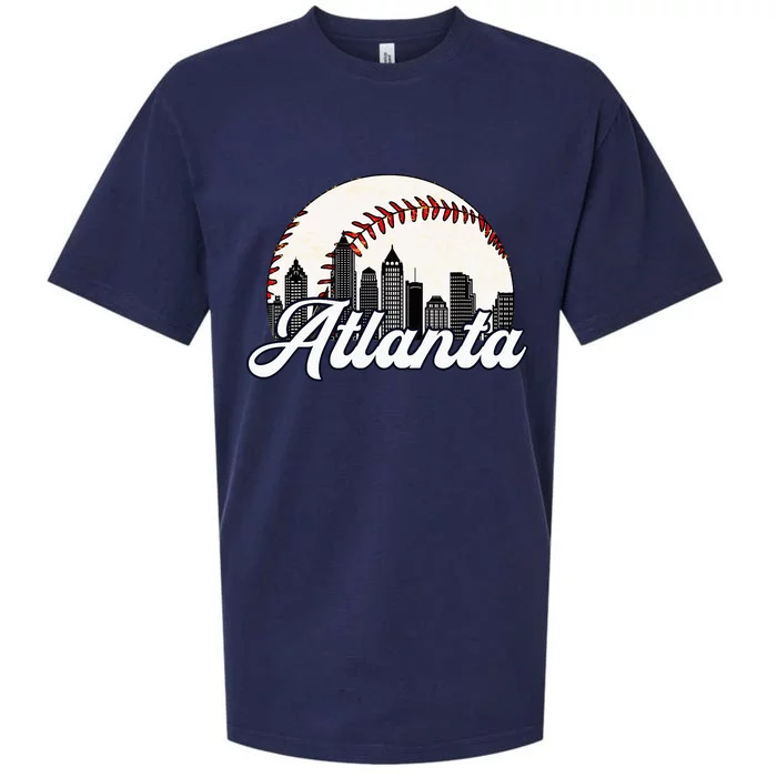 Atlanta Baseball Skyline Atlanta Cityscape Sueded Cloud Jersey T-Shirt