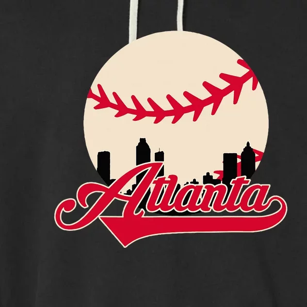 Atlanta Baseball Skyline Georgia Atlanta Garment-Dyed Fleece Hoodie