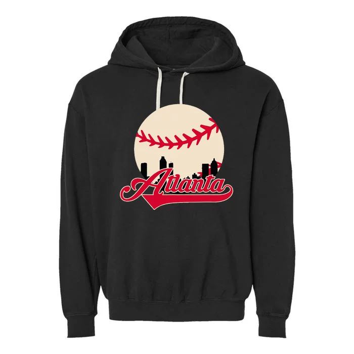 Atlanta Baseball Skyline Georgia Atlanta Garment-Dyed Fleece Hoodie