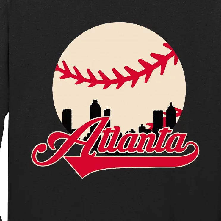 Atlanta Baseball Skyline Georgia Atlanta Tall Long Sleeve T-Shirt