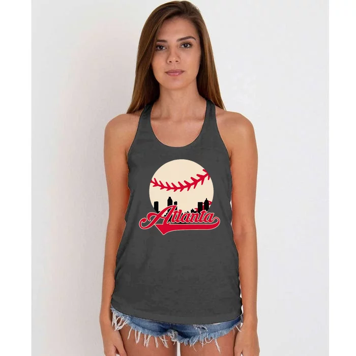 Atlanta Baseball Skyline Georgia Atlanta Women's Knotted Racerback Tank