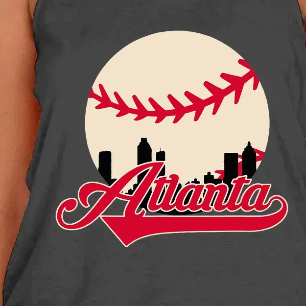 Atlanta Baseball Skyline Georgia Atlanta Women's Knotted Racerback Tank