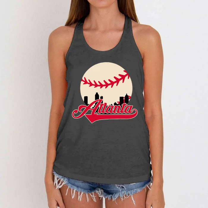 Atlanta Baseball Skyline Georgia Atlanta Women's Knotted Racerback Tank