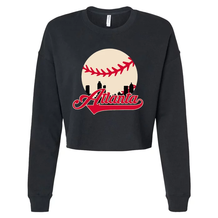 Atlanta Baseball Skyline Georgia Atlanta Cropped Pullover Crew