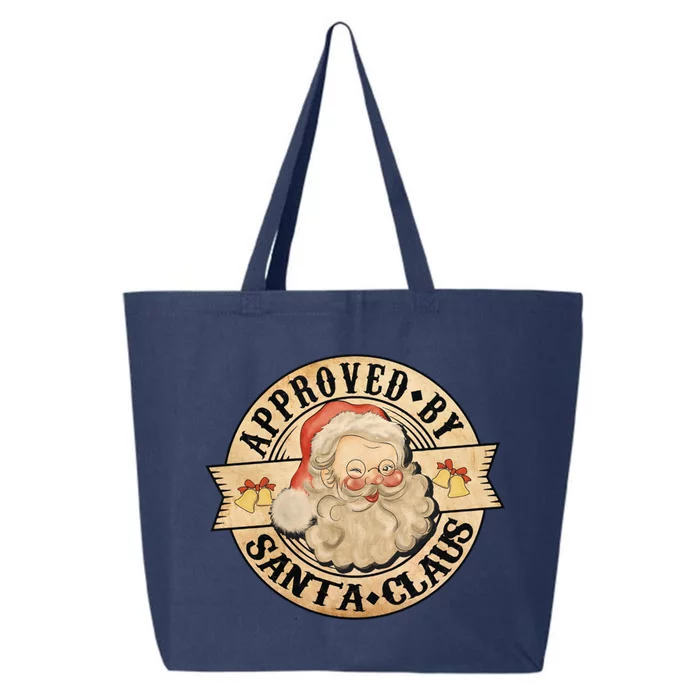 Approved By Santa Claus Retro Santa Face Christmas Holiday Gift 25L Jumbo Tote