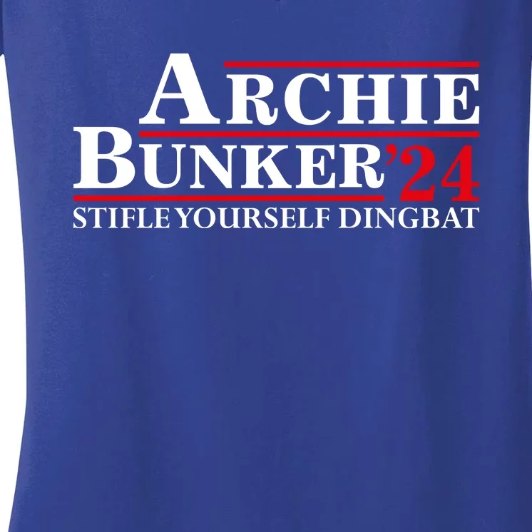 Archie Bunker’24 Stifle Yourself Dingbat Women's V-Neck T-Shirt