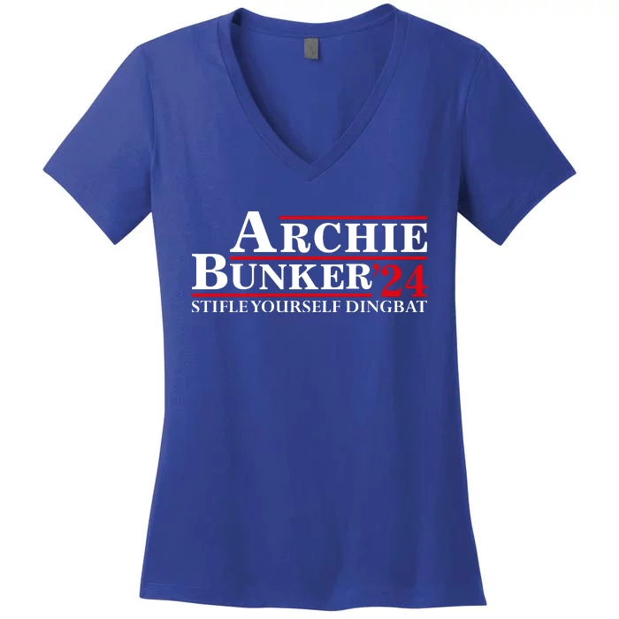 Archie Bunker’24 Stifle Yourself Dingbat Women's V-Neck T-Shirt