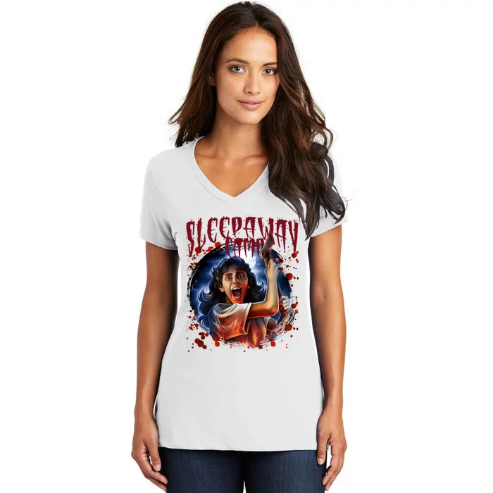 Angela Baker Sleep Away Camp Angela Baker Halloween Movie Women's V-Neck T-Shirt