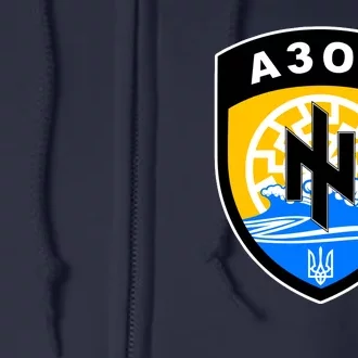 Azov Battalion Support Ukraine Military Full Zip Hoodie