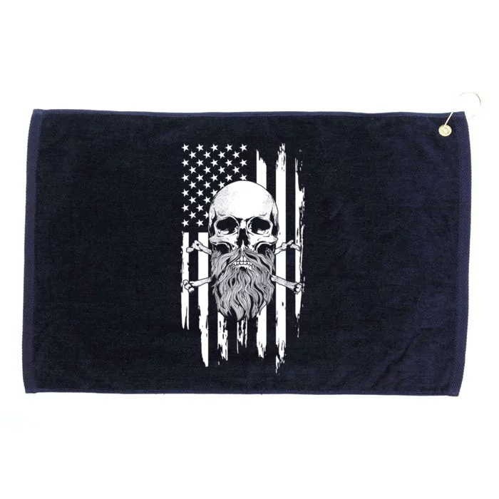 American Bearded Skull And Crossbones Flag 4th Of July Cool Gift Grommeted Golf Towel