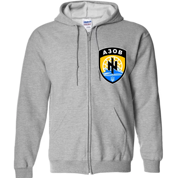 Azov Battalion Support Ukraine Military Full Zip Hoodie